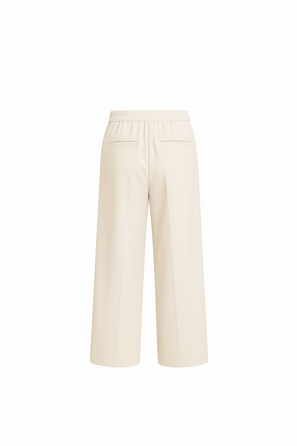 100% Beige Wool. Relaxed Fit Trousers.