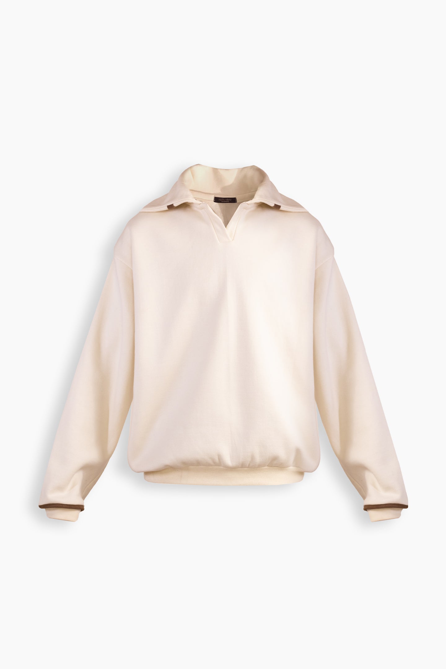 Beige Suede Detailed Sweatshirt