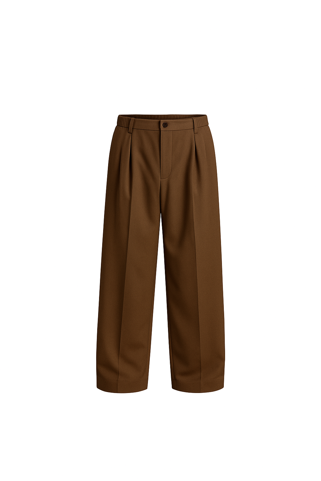 100% Brown Wool. Loose Fit Trousers.