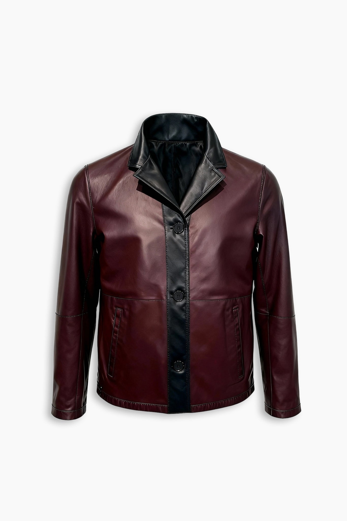 Double Faced Blue & Burgundy Leather Jacket