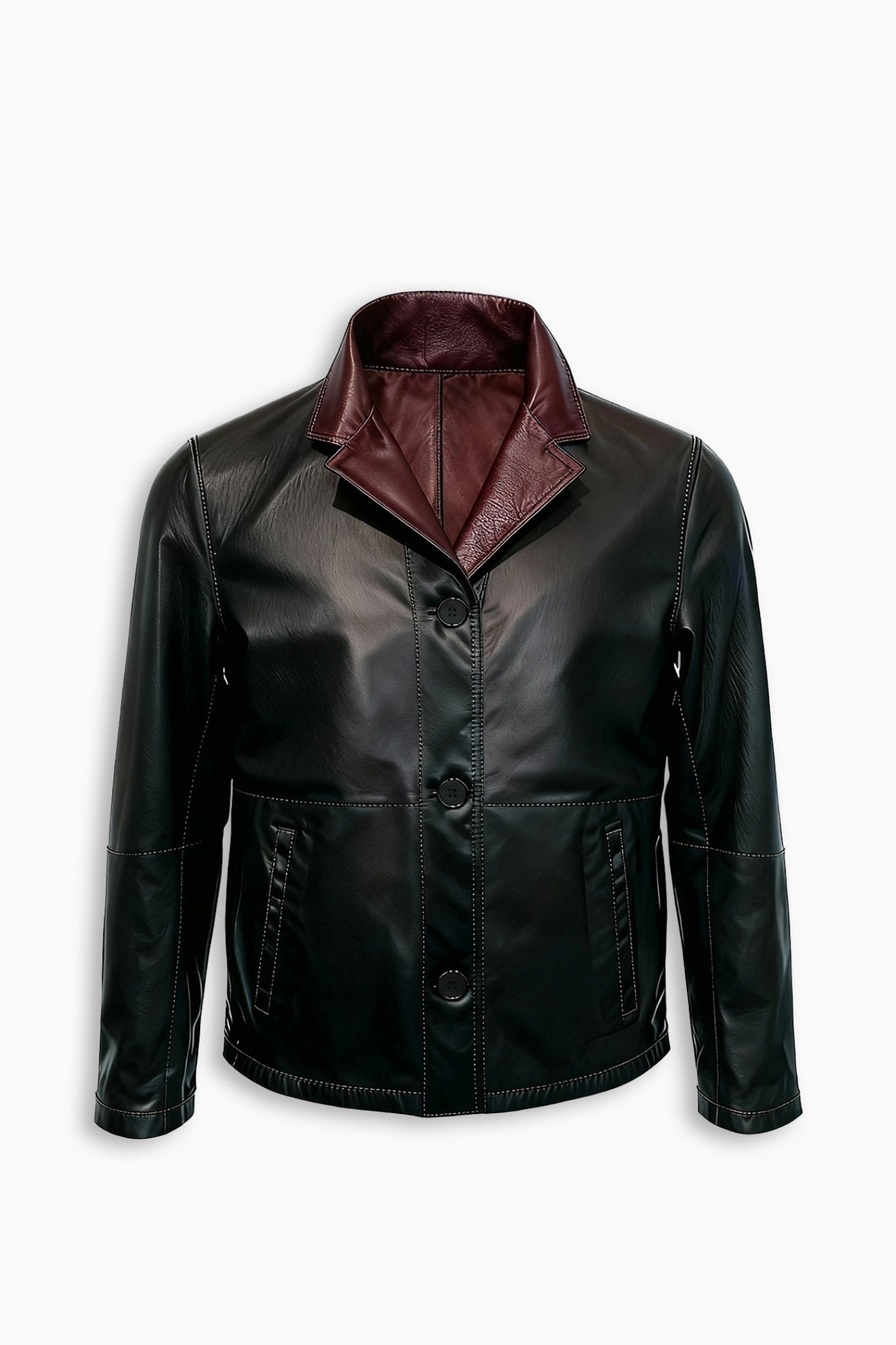 Double Faced Blue & Burgundy Leather Jacket