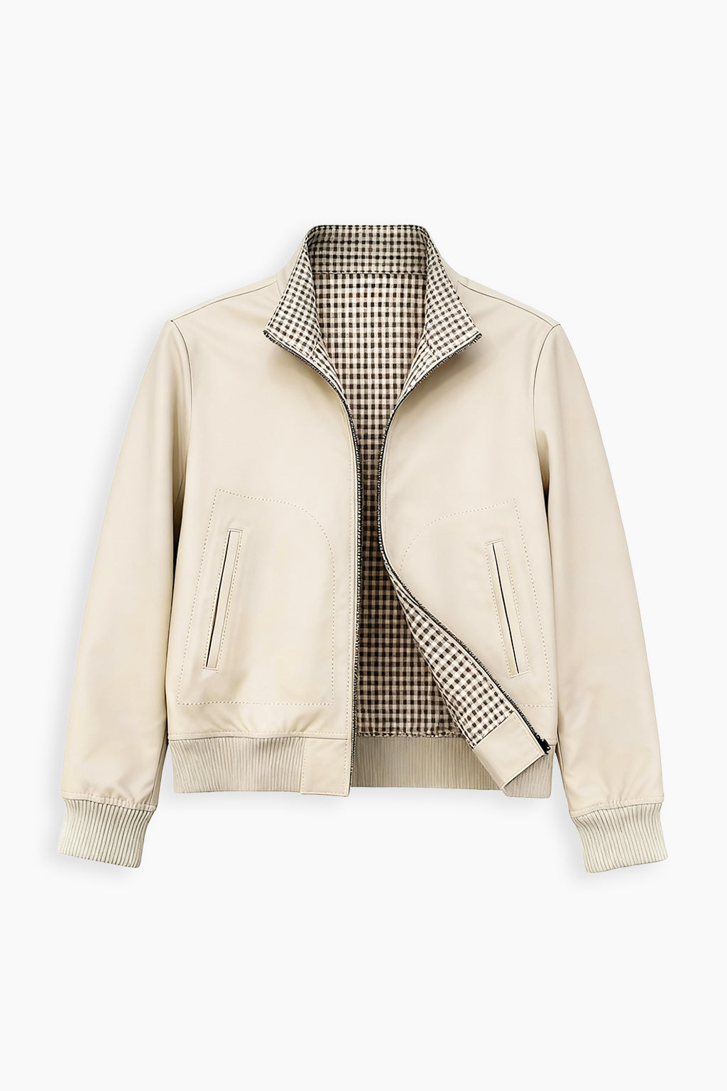 Double Faced Beige Leather Jacket