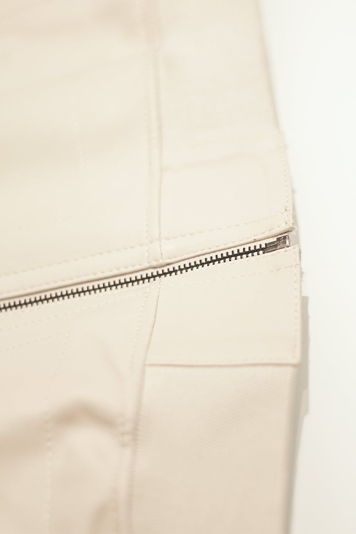 Double Faced Beige Leather Jacket