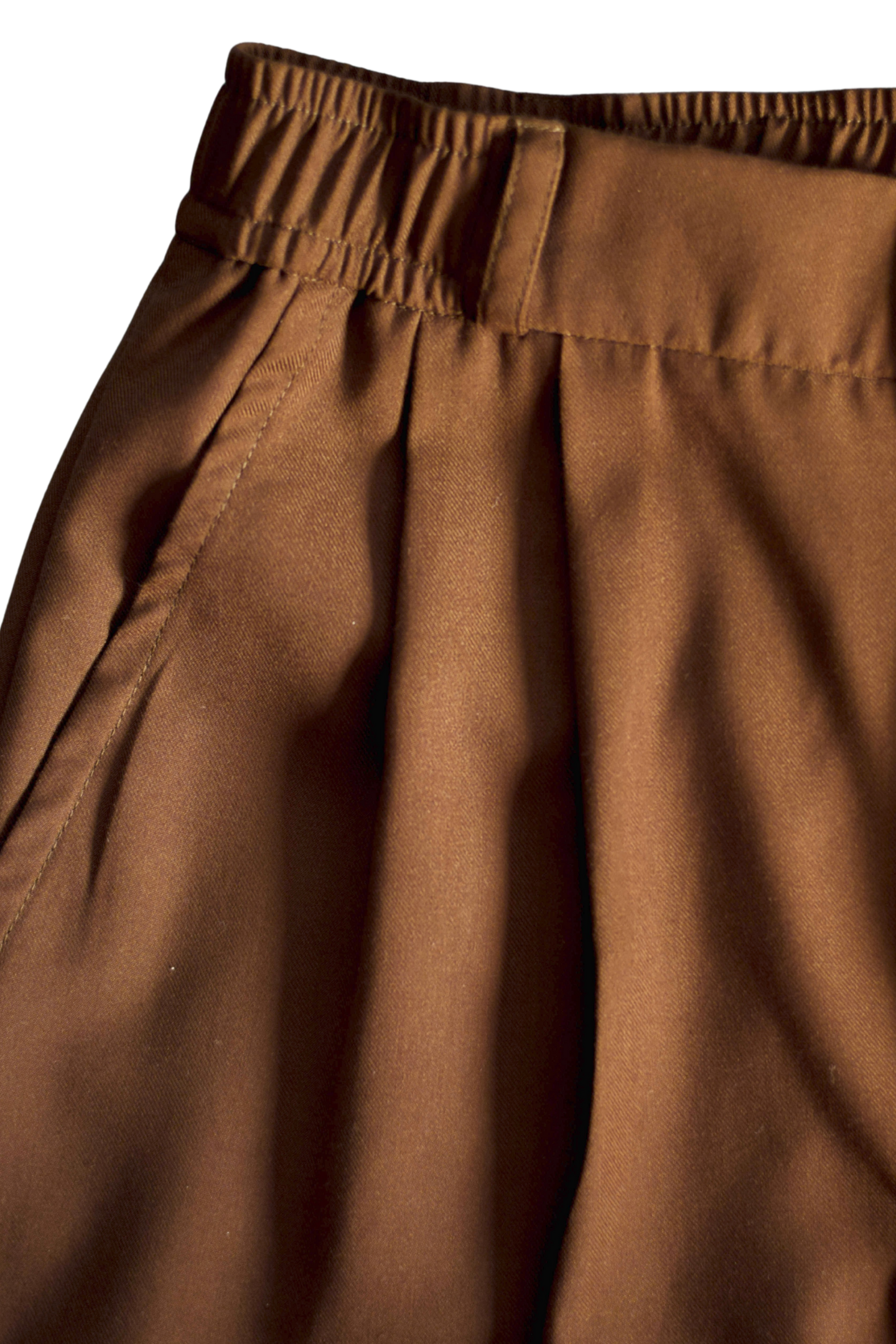 100% Brown Wool. Loose Fit Trousers.
