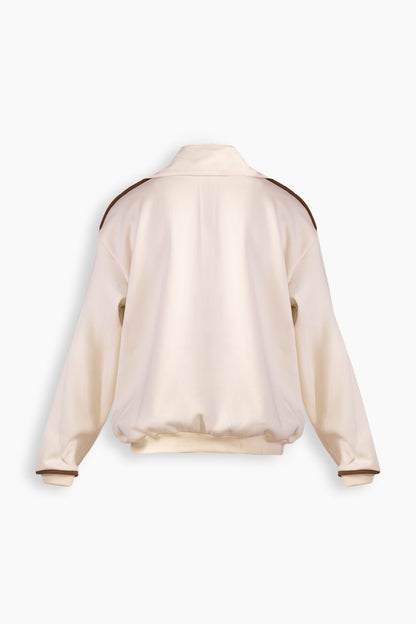 Beige Suede Detailed Sweatshirt